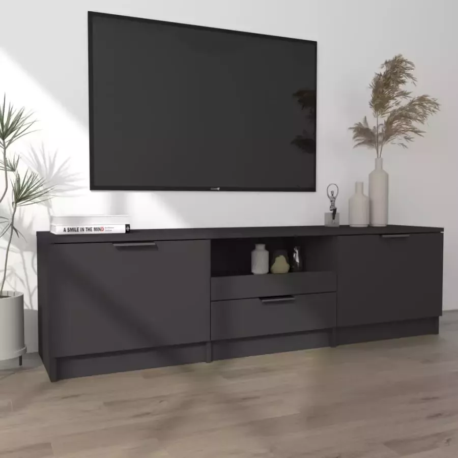 VidaXL -Tv-meubel-140x35x40-cm-bewerkt-hout-zwart - Foto 2