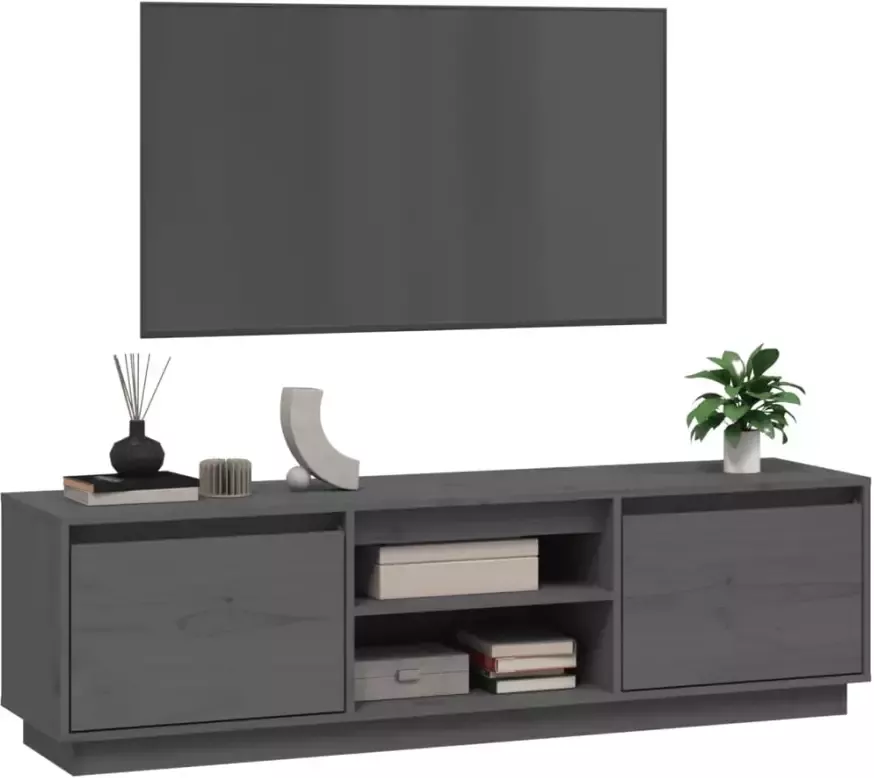 VidaXL -Tv-meubel-140x35x40-cm-massief-grenenhout-grijs - Foto 4