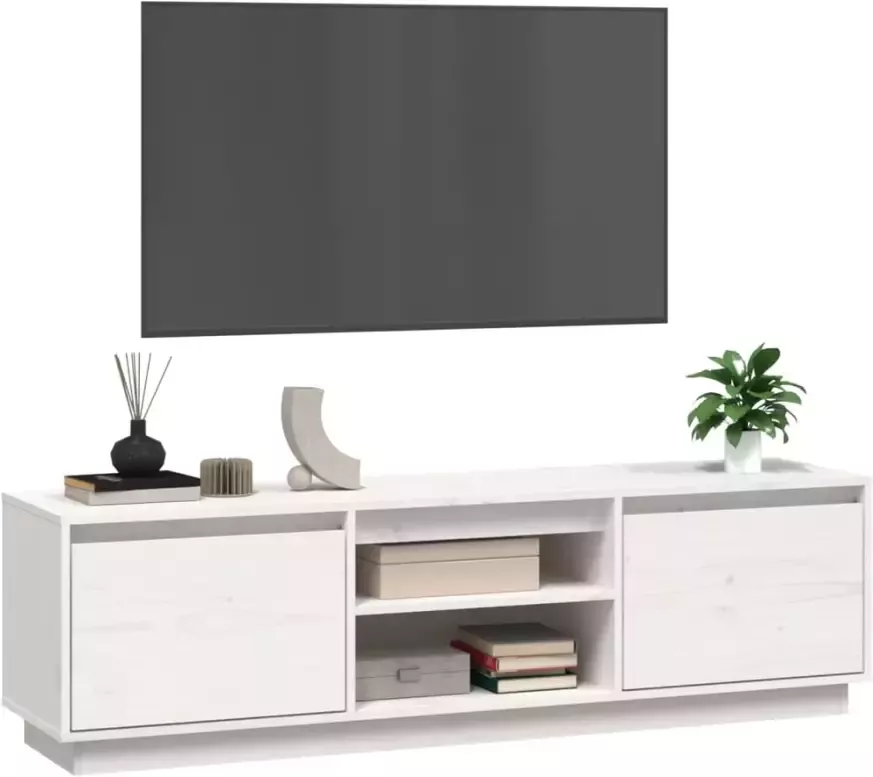 VidaXL -Tv-meubel-140x35x40-cm-massief-grenenhout-wit - Foto 2