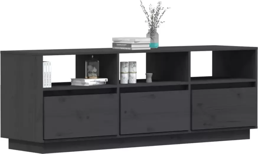 VidaXL -Tv-meubel-140x37x50-cm-massief-grenenhout-grijs - Foto 2