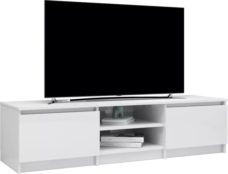 VidaXL -Tv-meubel-140x40x35 5-cm-bewerkt-hout-hoogglans-wit