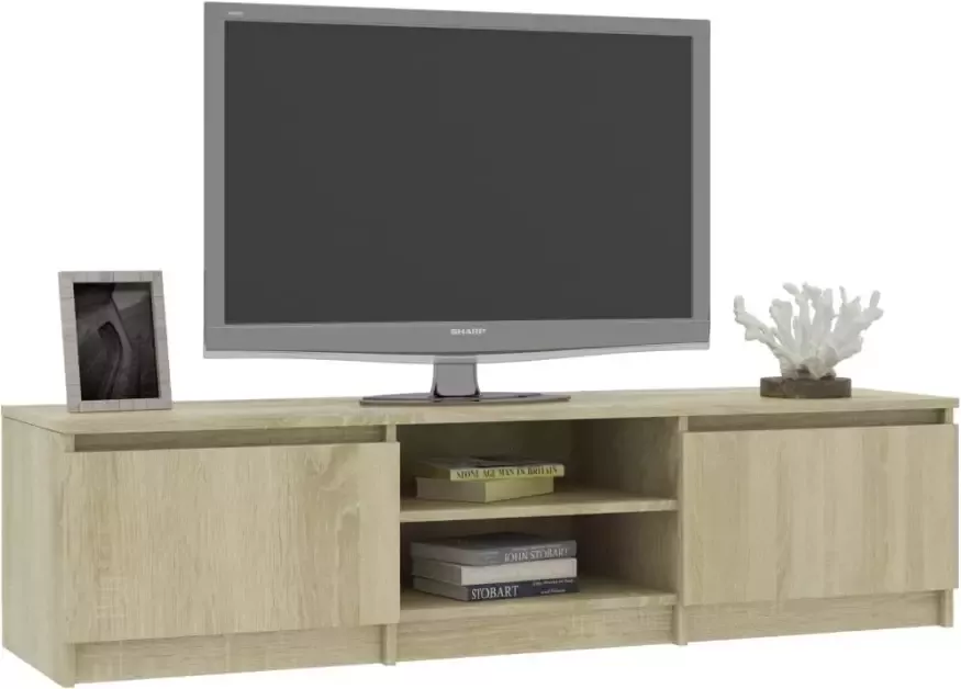 VidaXL -Tv-meubel-140x40x35 5-cm-bewerkt-hout-sonoma-eikenkleurig - Foto 2