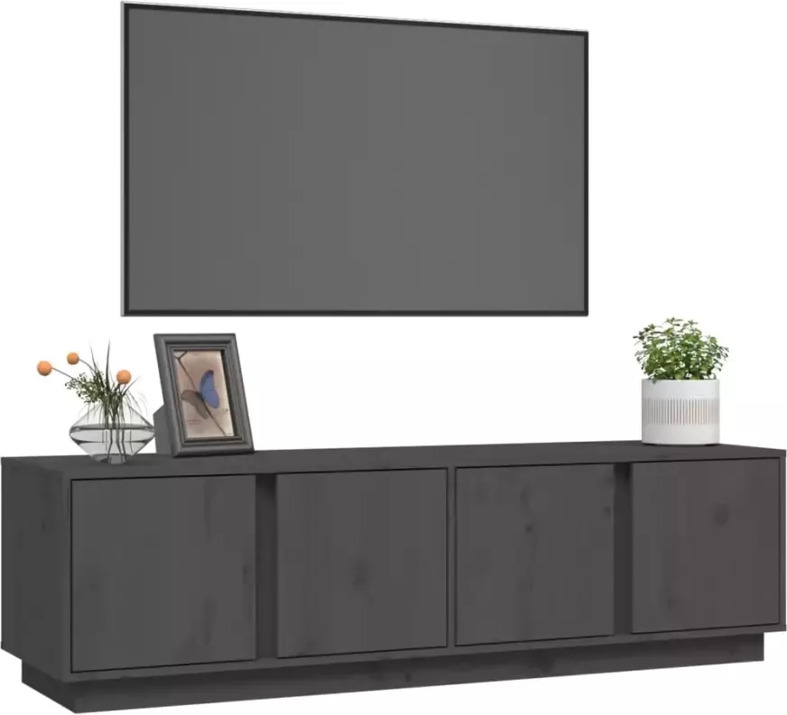 VidaXL -Tv-meubel-140x40x40-cm-massief-grenenhout-grijs - Foto 2