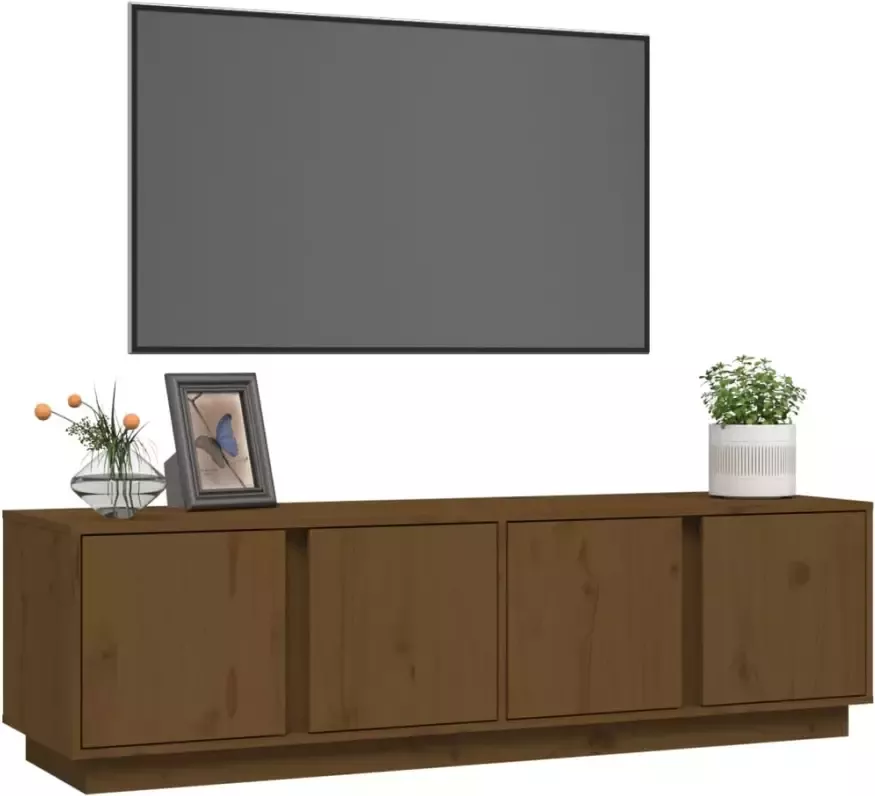 VidaXL -Tv-meubel-140x40x40-cm-massief-grenenhout-honingbruin - Foto 2