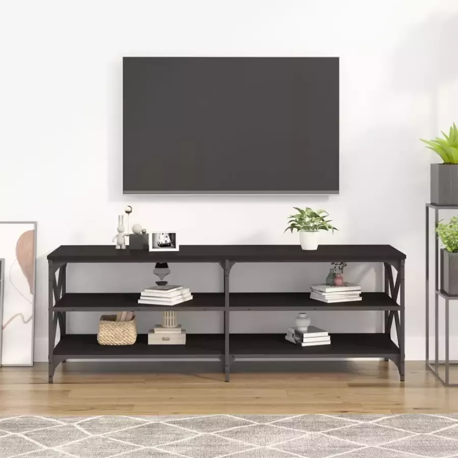 VidaXL -Tv-meubel-140x40x50-cm-bewerkt-hout-zwart - Foto 1