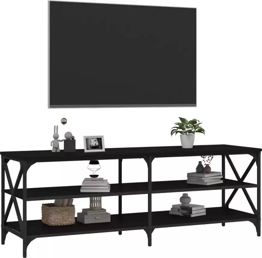 VidaXL -Tv-meubel-140x40x50-cm-bewerkt-hout-zwart - Foto 4