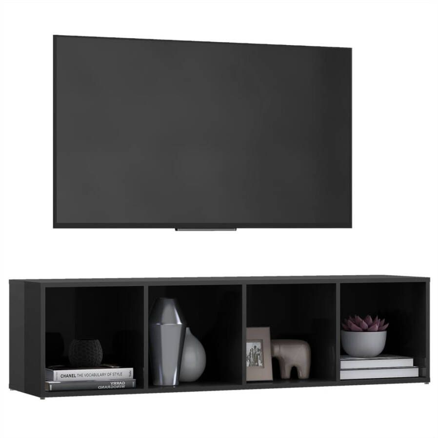 VidaXL -Tv-meubel-142 5x35x36 5-cm-bewerkt-hout-hoogglans-grijs - Foto 2