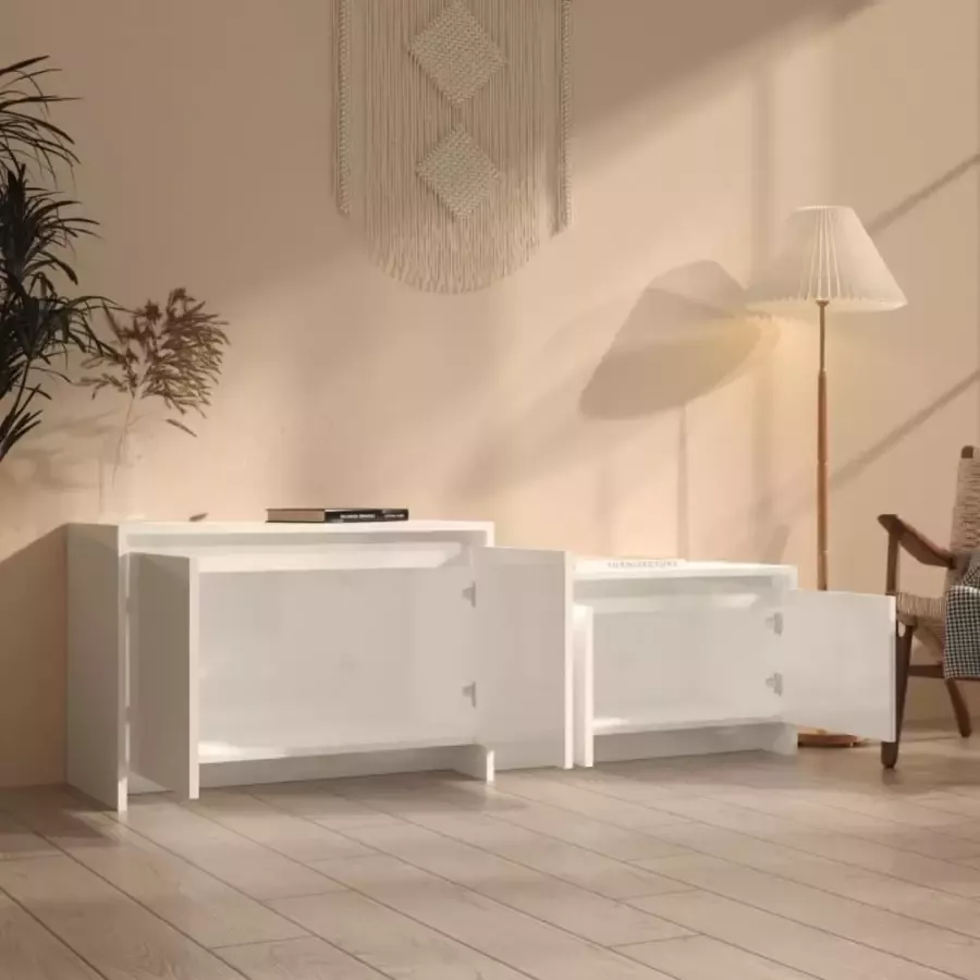 VidaXL -Tv-meubel-146 5x35x50-cm-spaanplaat-hoogglans-wit - Foto 3