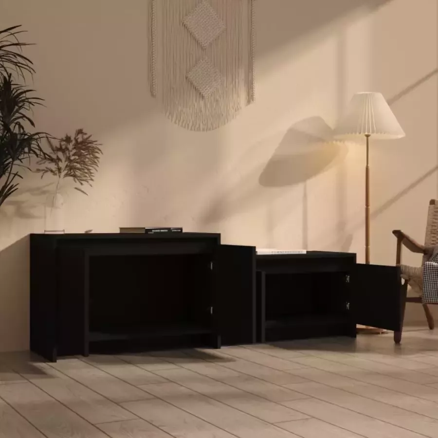 VidaXL -Tv-meubel-146 5x35x50-cm-spaanplaat-zwart - Foto 1