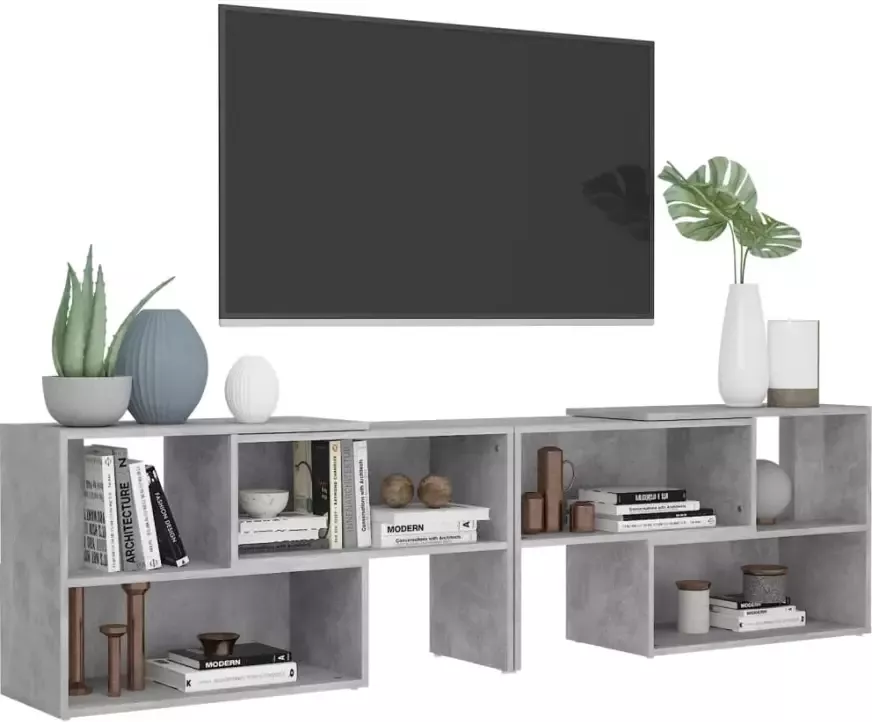 VidaXL -Tv-meubel-149x30x52-cm-bewerkt-hout-betongrijs - Foto 2