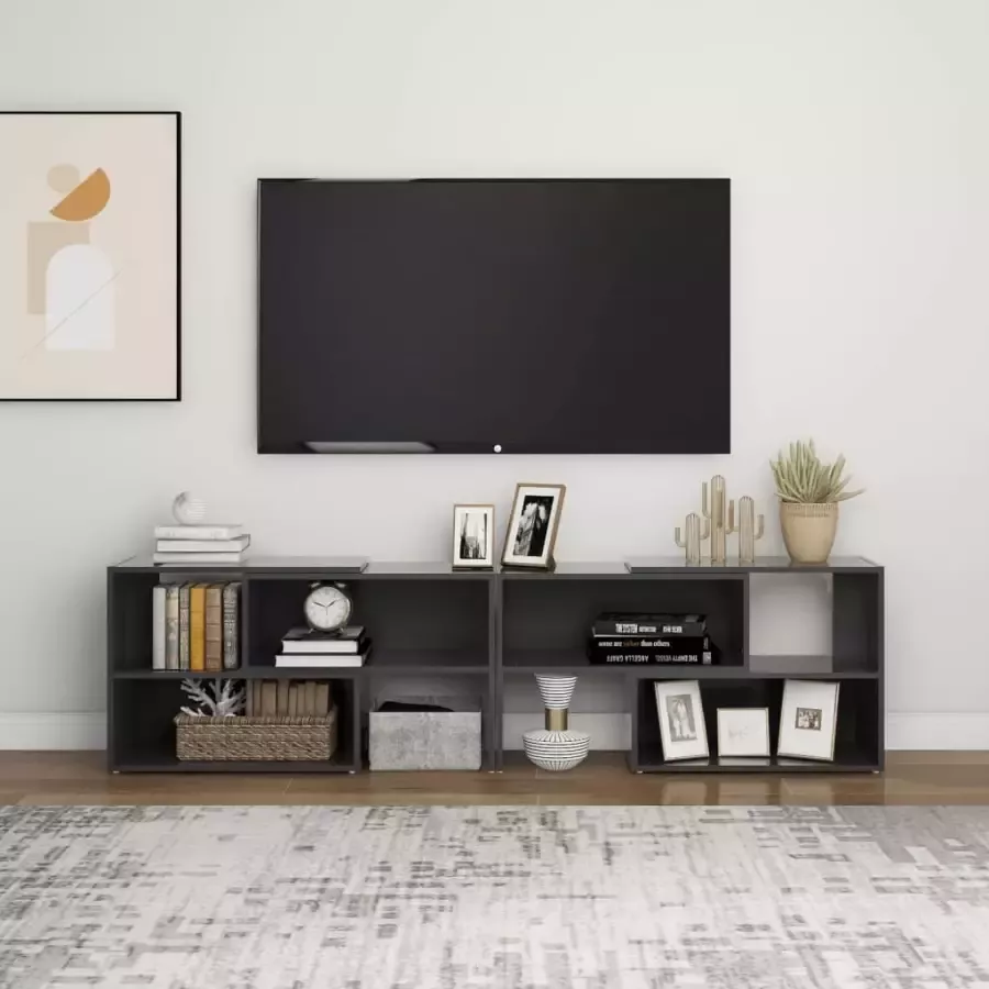 VidaXL -Tv-meubel-149x30x52-cm-bewerkt-hout-grijs - Foto 3