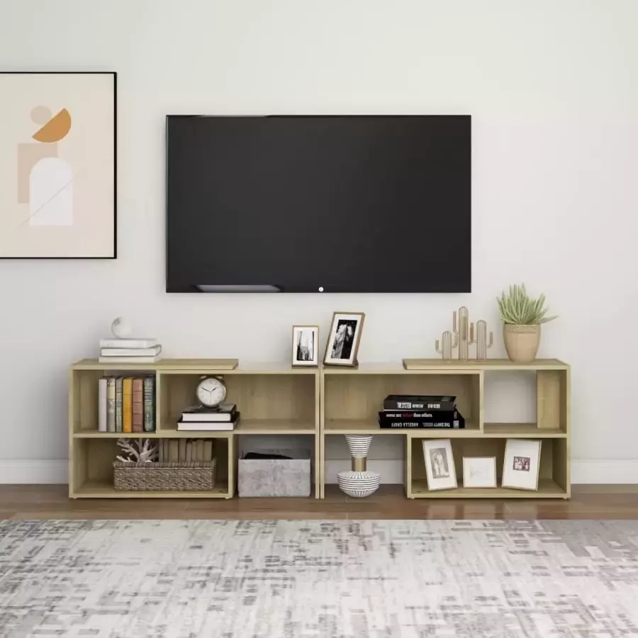 VidaXL -Tv-meubel-149x30x52-cm-bewerkt-hout-sonoma-eikenkleurig - Foto 3