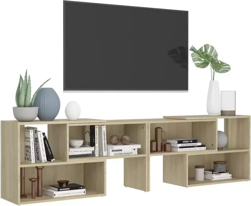 VidaXL -Tv-meubel-149x30x52-cm-bewerkt-hout-sonoma-eikenkleurig - Foto 2