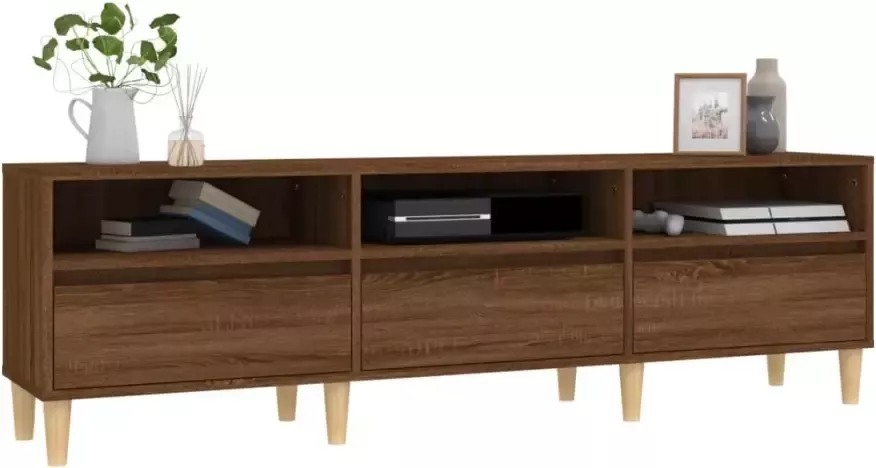 VidaXL -Tv-meubel-150x30x44 5-cm-bewerkt-hout-bruineikenkleurig - Foto 4