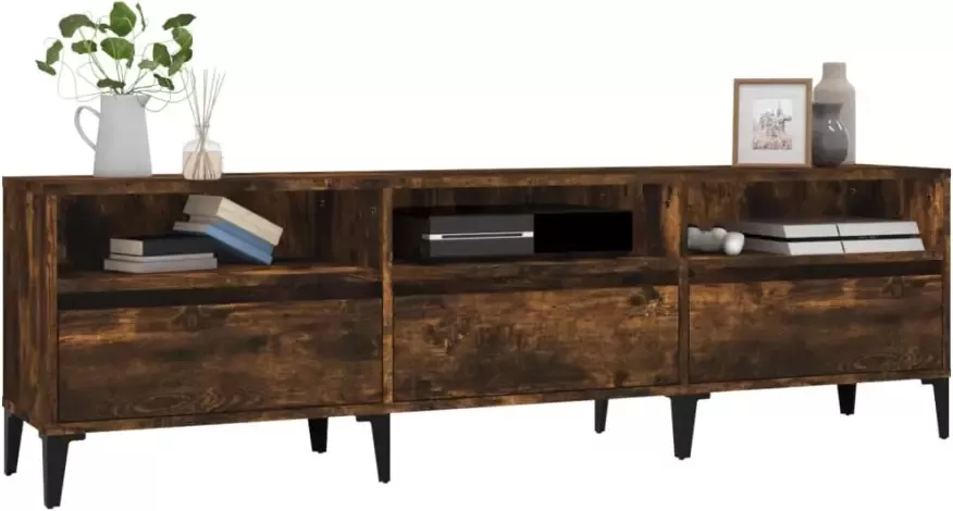 VidaXL -Tv-meubel-150x30x44 5-cm-bewerkt-hout-gerookt-eikenkleurig