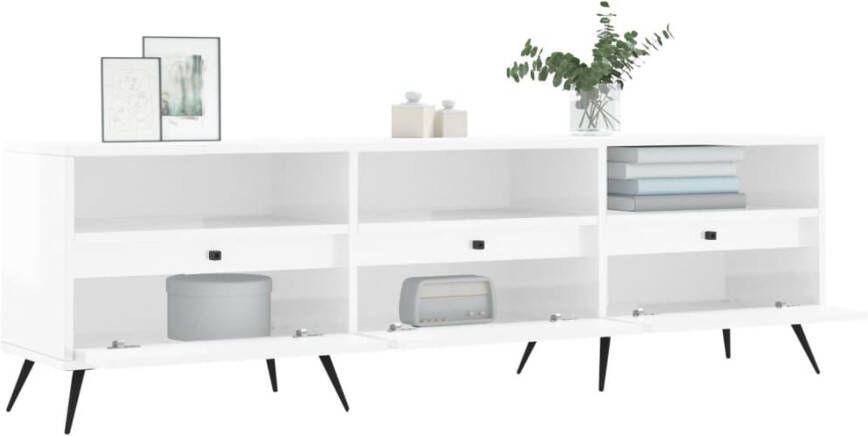 VidaXL -Tv-meubel-150x30x44 5-cm-bewerkt-hout-hoogglans-wit - Foto 5