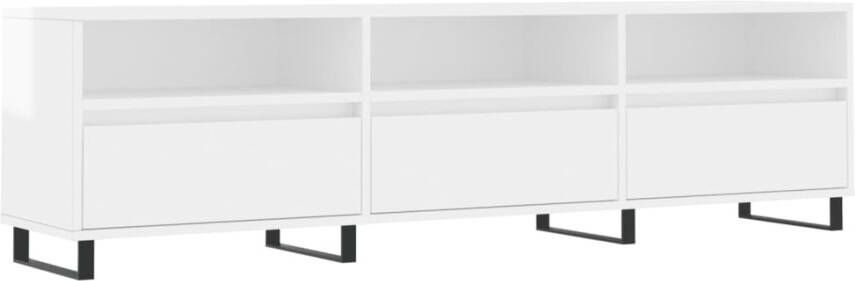VidaXL -Tv-meubel-150x30x44 5-cm-bewerkt-hout-hoogglans-wit - Foto 6