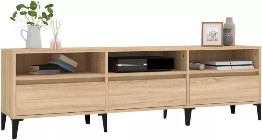 VidaXL -Tv-meubel-150x30x44 5-cm-bewerkt-hout-sonoma-eikenkleurig