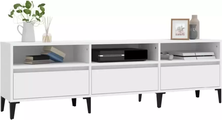 VidaXL -Tv-meubel-150x30x44 5-cm-bewerkt-hout-wit