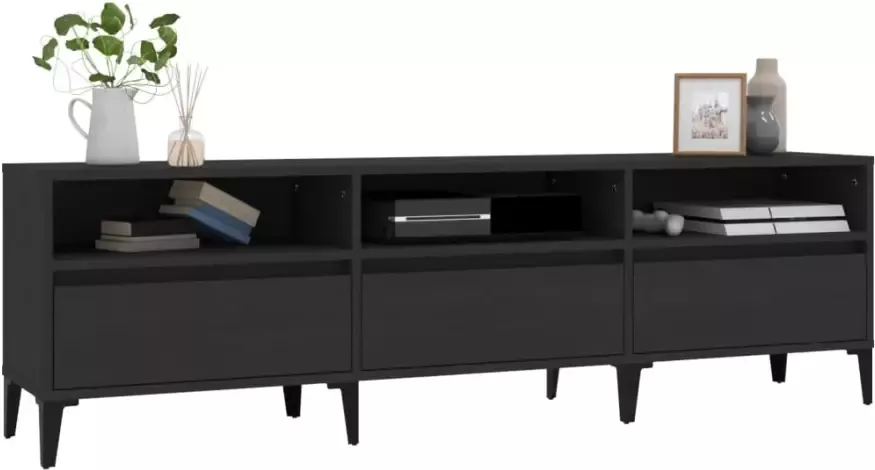 VidaXL -Tv-meubel-150x30x44 5-cm-bewerkt-hout-zwart - Foto 1