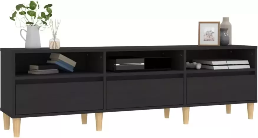 VidaXL -Tv-meubel-150x30x44 5-cm-bewerkt-hout-zwart