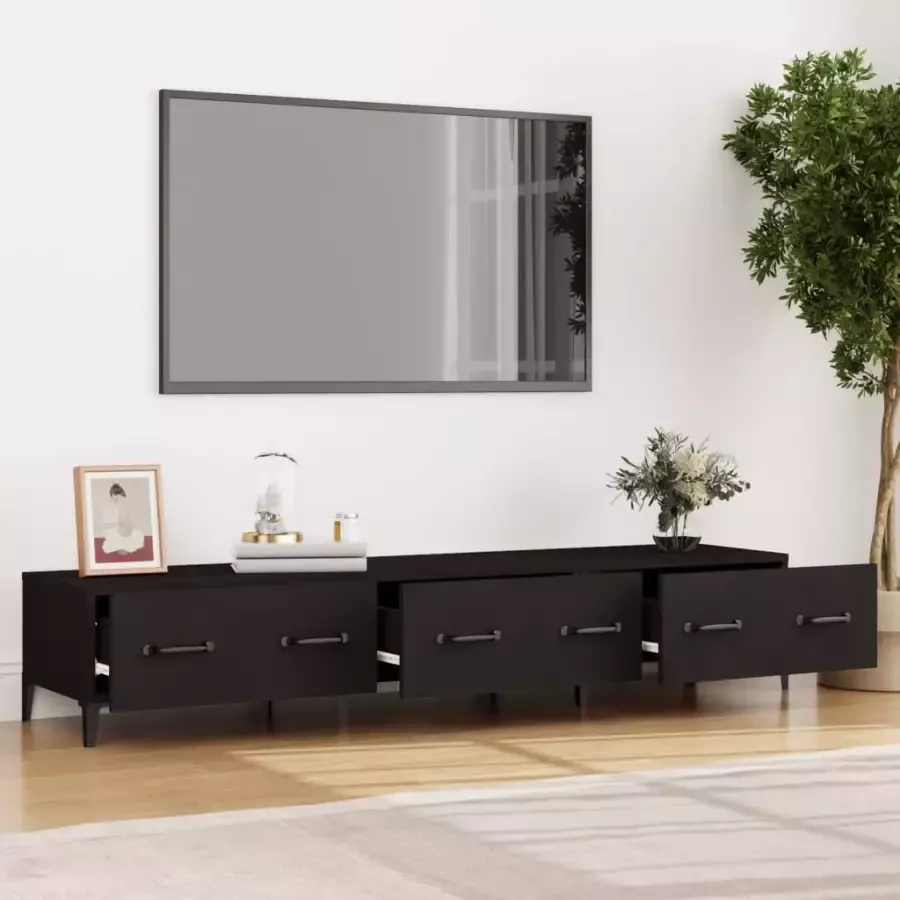 VidaXL -Tv-meubel-150x34 5x30-cm-bewerkt-hout-zwart - Foto 1