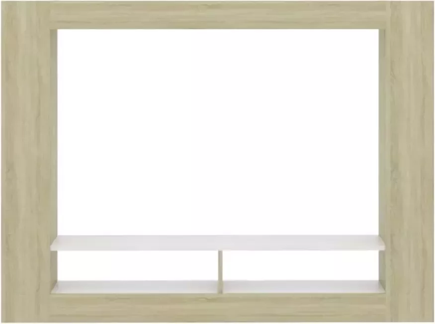 VidaXL -Tv-meubel-152x22x113-cm-bewerkt-hout-wit-en-sonoma-eikenkleurig - Foto 3