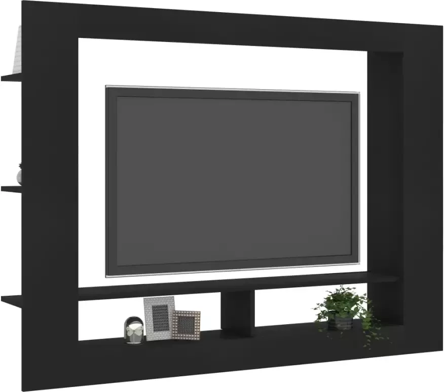 VidaXL -Tv-meubel-152x22x113-cm-bewerkt-hout-zwart - Foto 4