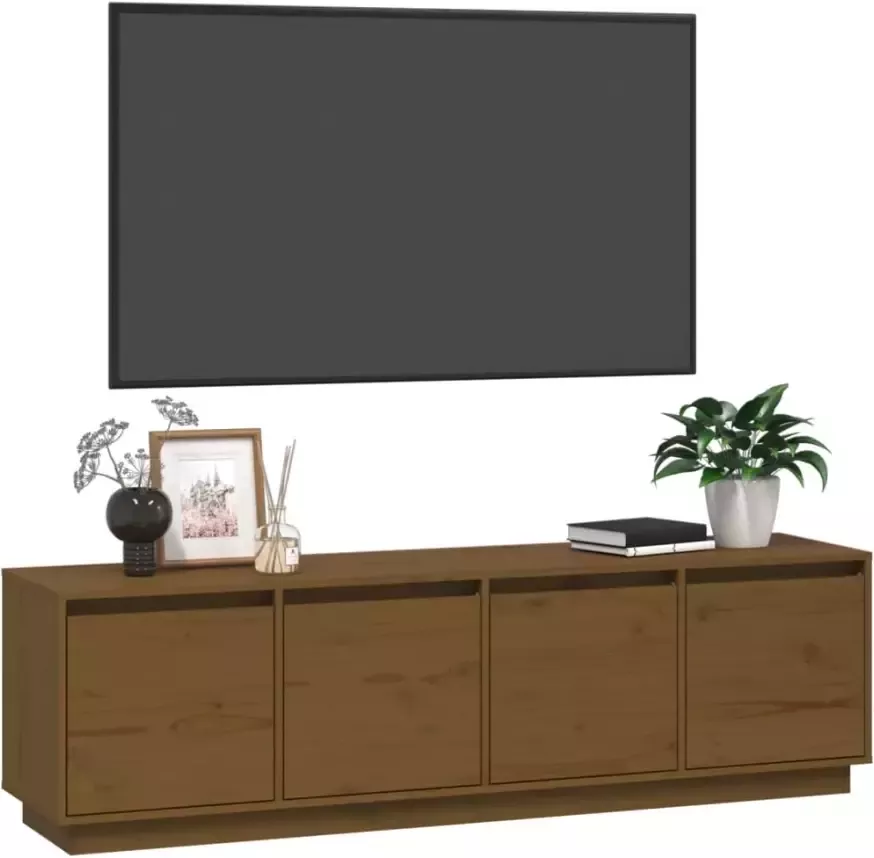 VidaXL -Tv-meubel-156x37x45-cm-massief-grenenhout-honingbruin - Foto 2