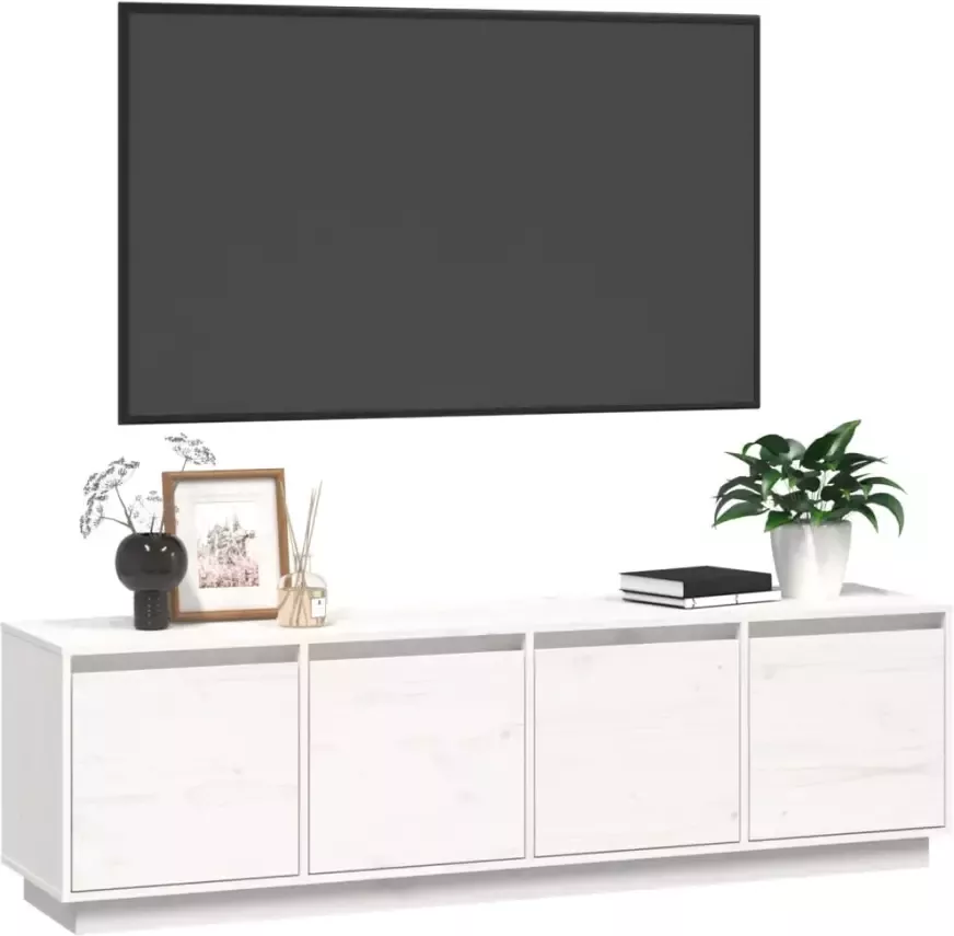 VidaXL -Tv-meubel-156x37x45-cm-massief-grenenhout-wit - Foto 2