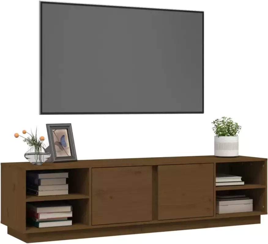 VidaXL -Tv-meubel-156x40x40-cm-massief-grenenhout-honingbruin - Foto 1
