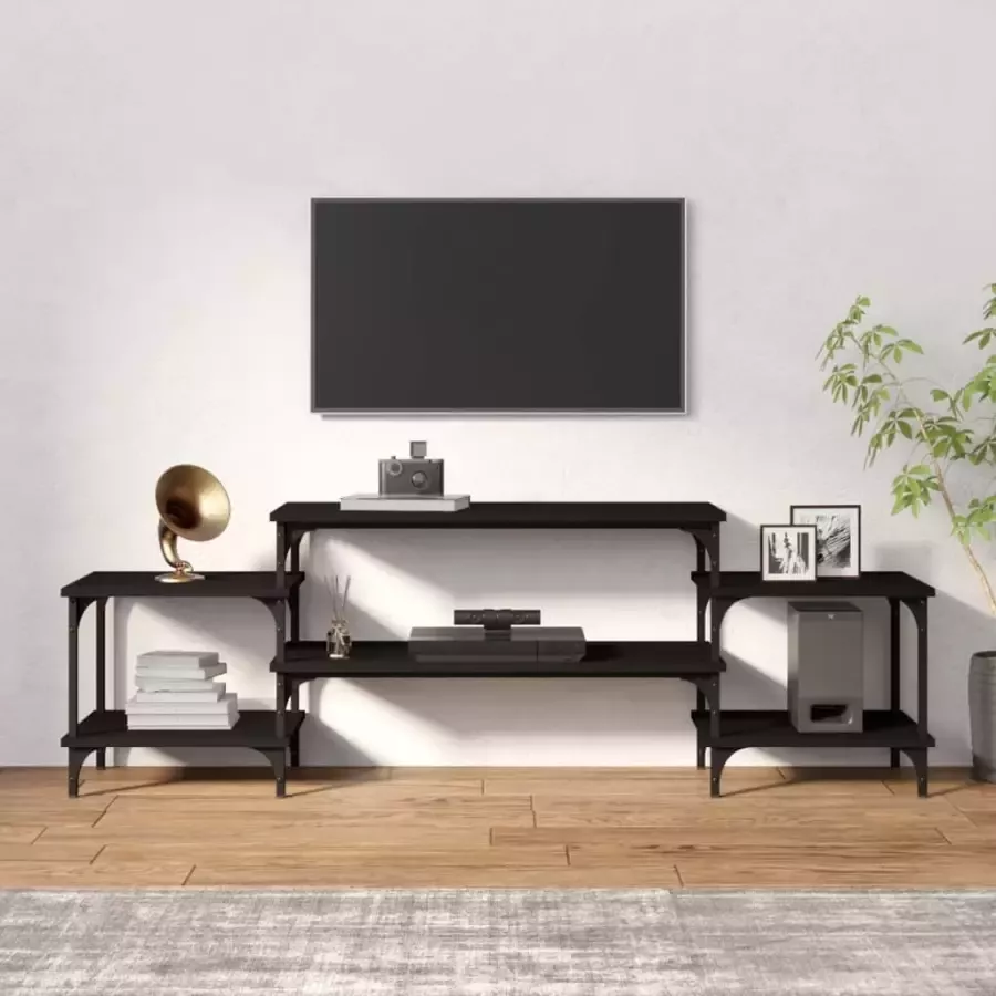 VidaXL -Tv-meubel-157x35x52-cm-bewerkt-hout-zwart - Foto 1