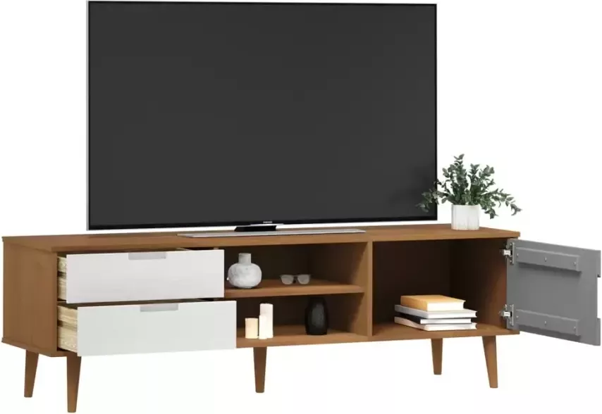 VidaXL -Tv-meubel-MOLDE-158x40x49-cm-massief-grenenhout-bruin - Foto 2