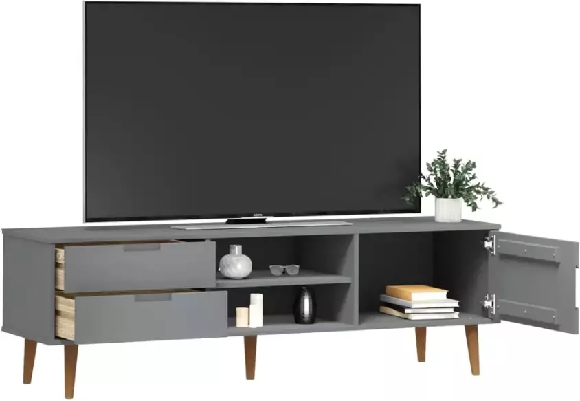 VidaXL -Tv-meubel-MOLDE-158x40x49-cm-massief-grenenhout-grijs - Foto 2