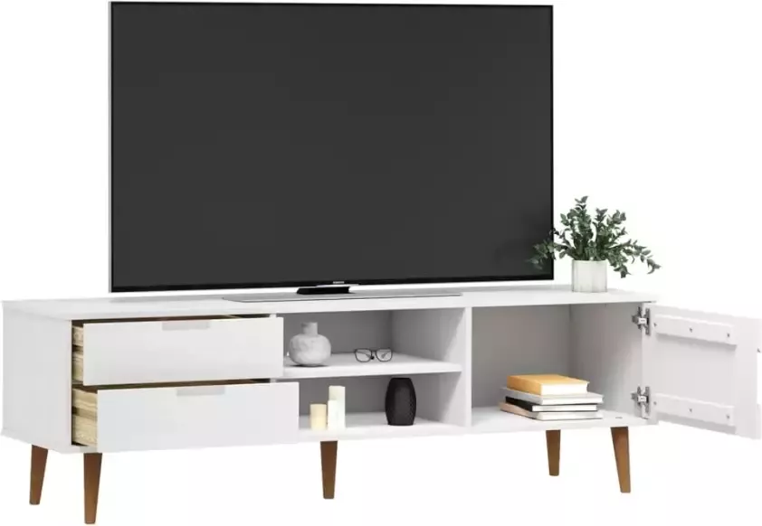 VidaXL -Tv-meubel-MOLDE-158x40x49-cm-massief-grenenhout-wit - Foto 2