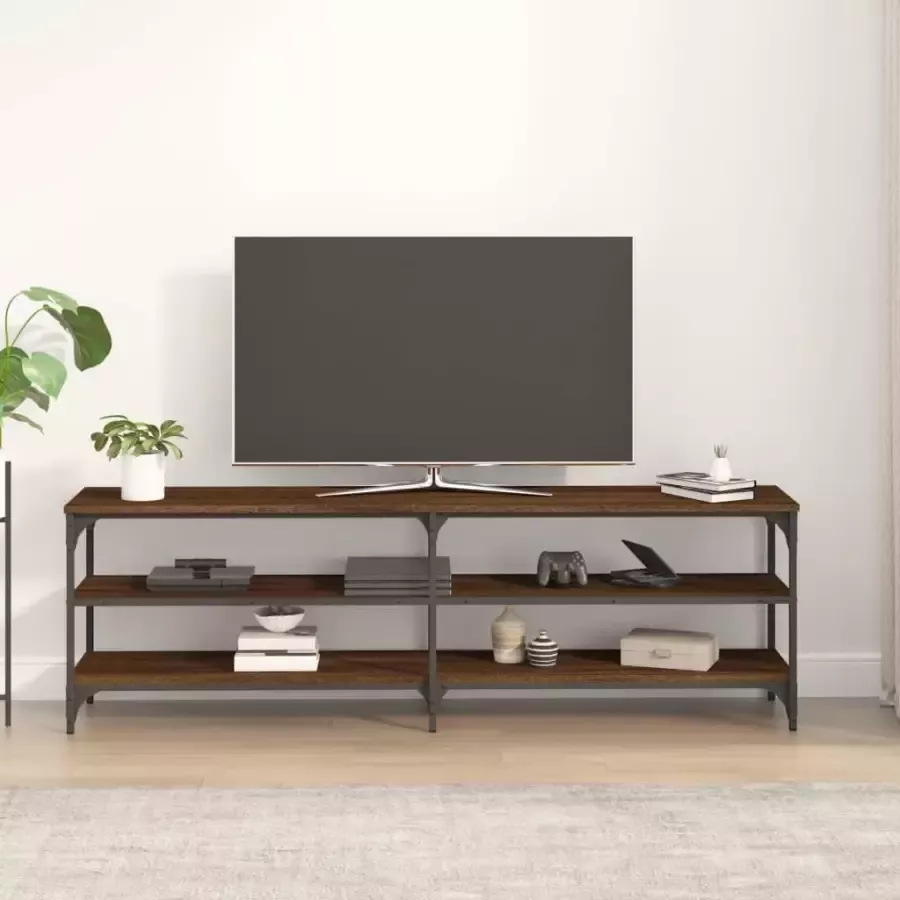 VidaXL -Tv-meubel-160x30x50-cm-bewerkt-hout-bruineikenkleurig - Foto 1