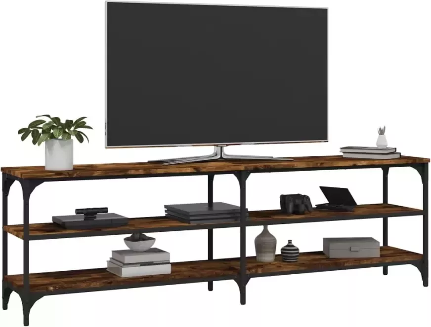 VidaXL -Tv-meubel-160x30x50-cm-bewerkt-hout-gerookt-eikenkleurig - Foto 4