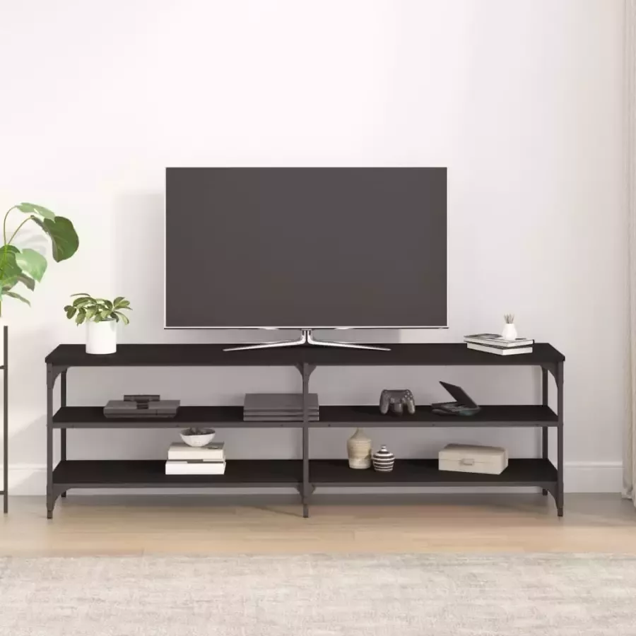 VidaXL -Tv-meubel-160x30x50-cm-bewerkt-hout-zwart - Foto 3