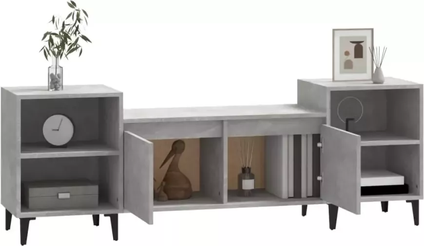 VidaXL -Tv-meubel-160x35x55-cm-bewerkt-hout-betongrijs - Foto 4