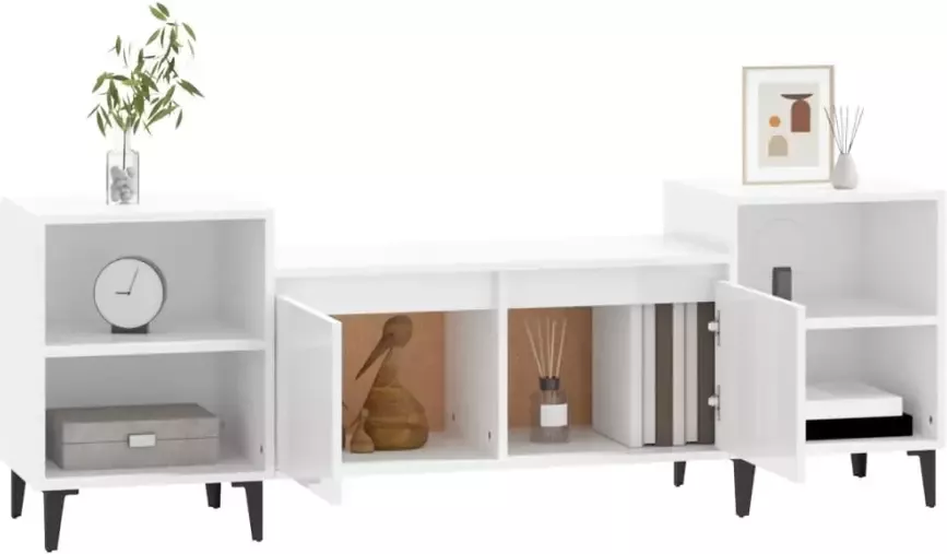VidaXL -Tv-meubel-160x35x55-cm-bewerkt-hout-hoogglans-wit - Foto 4