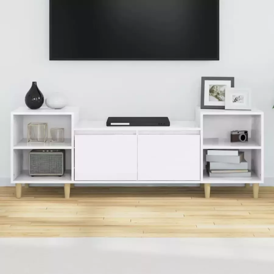 VIDAXL Tv-meubel 160x35x55 cm bewerkt hout hoogglans wit