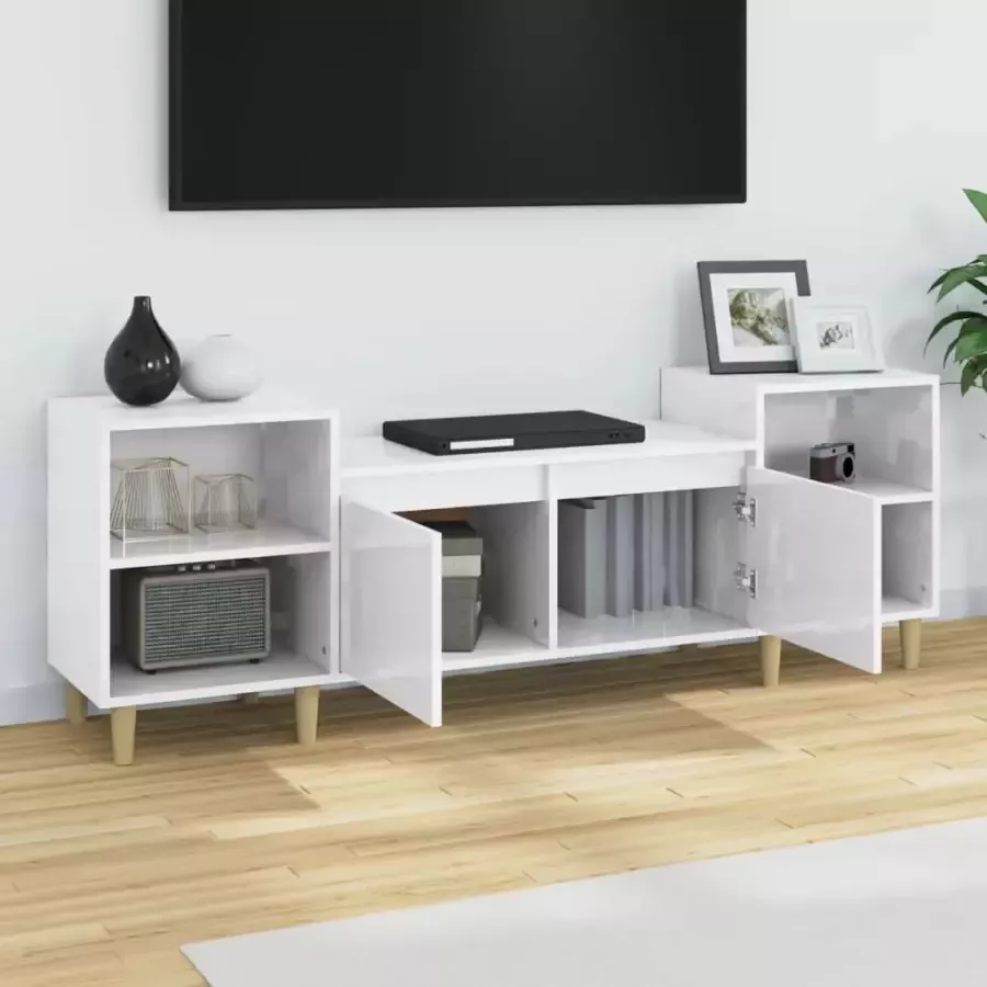 VIDAXL Tv-meubel 160x35x55 cm bewerkt hout hoogglans wit