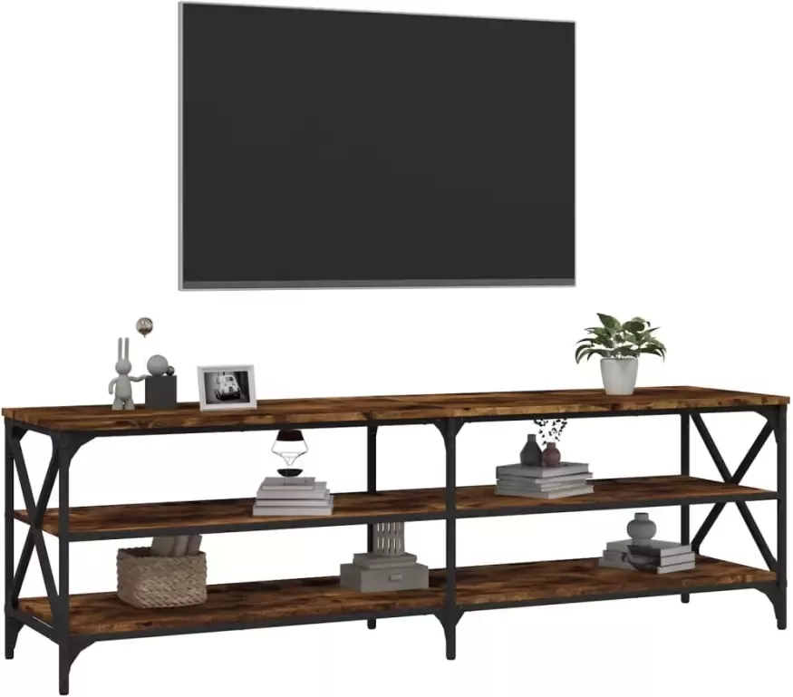 VidaXL -Tv-meubel-160x40x50-cm-bewerkt-hout-gerookt-eikenkleurig - Foto 4