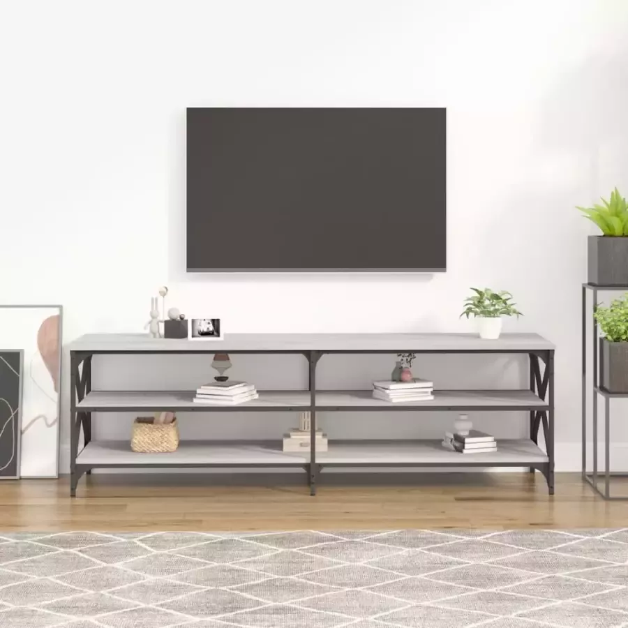 VidaXL -Tv-meubel-160x40x50-cm-bewerkt-hout-grijs-sonoma-eikenkleurig - Foto 1