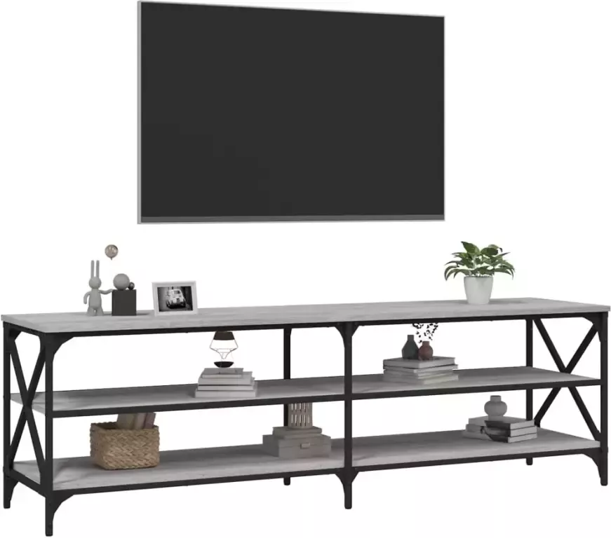 VidaXL -Tv-meubel-160x40x50-cm-bewerkt-hout-grijs-sonoma-eikenkleurig - Foto 4