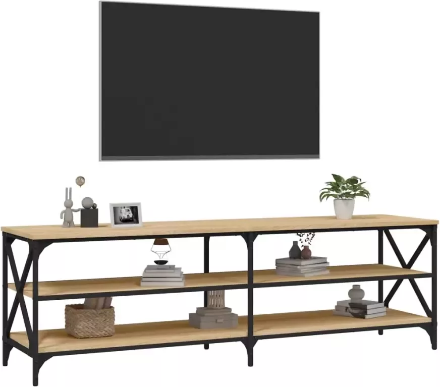 VidaXL -Tv-meubel-160x40x50-cm-bewerkt-hout-sonoma-eikenkleurig - Foto 4