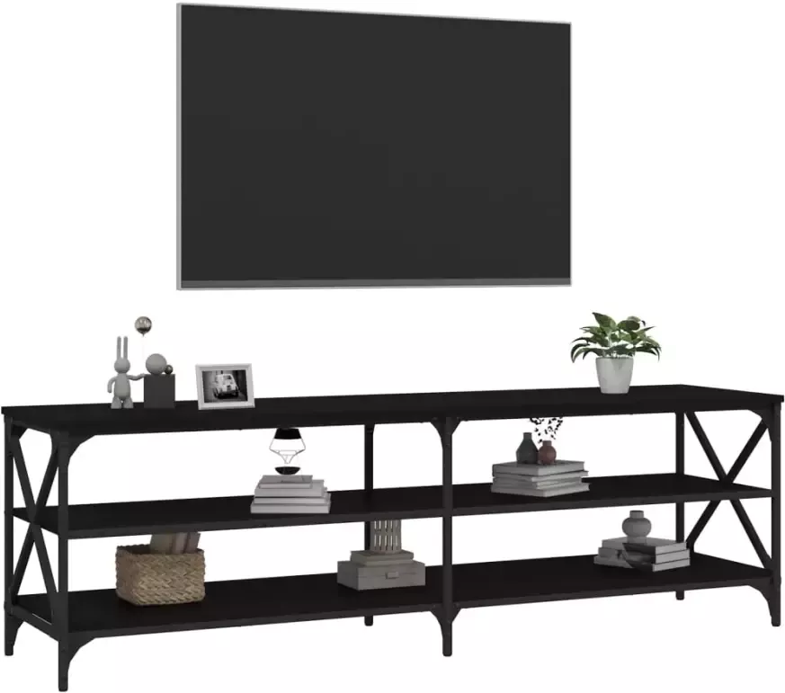VidaXL -Tv-meubel-160x40x50-cm-bewerkt-hout-zwart - Foto 4