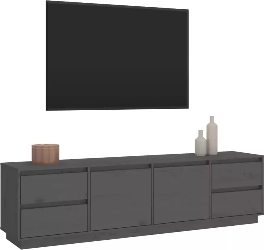 VidaXL -Tv-meubel-176x37x47 5-cm-massief-grenenhout-grijs - Foto 1