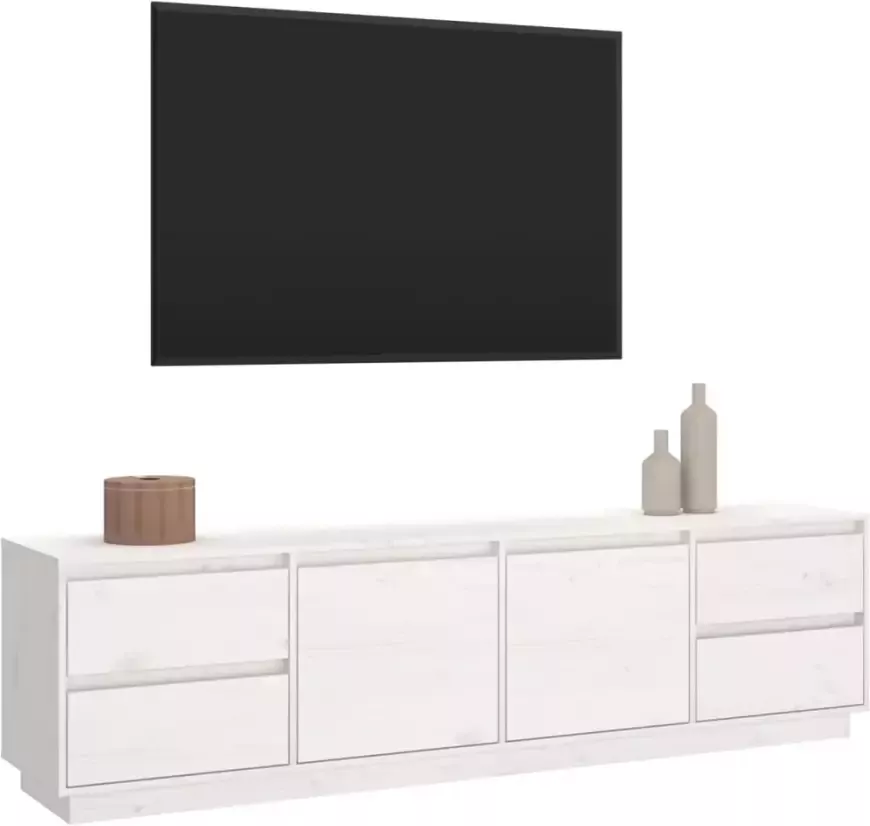 VidaXL -Tv-meubel-176x37x47 5-cm-massief-grenenhout-wit - Foto 2