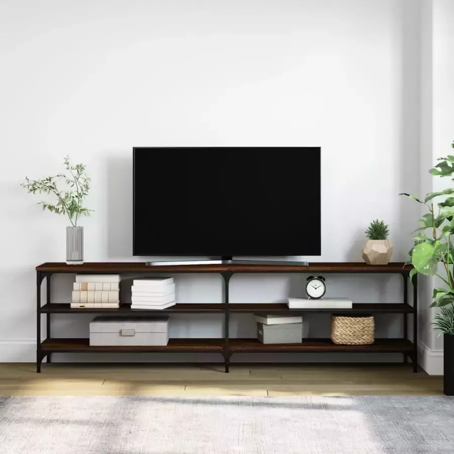 VidaXL -Tv-meubel-180x30x50-cm-bewerkt-hout-metaal-bruineikenkleurig - Foto 1